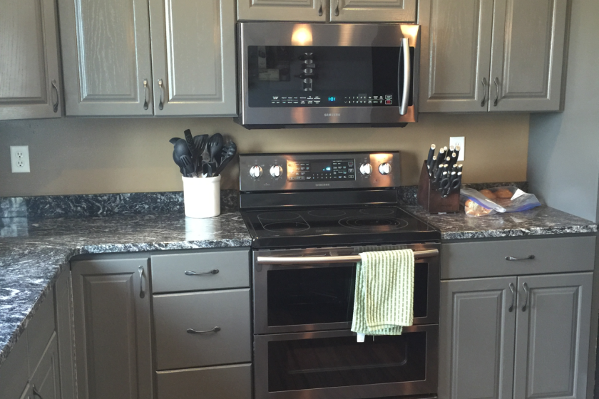 Painting oak cabinets top grey